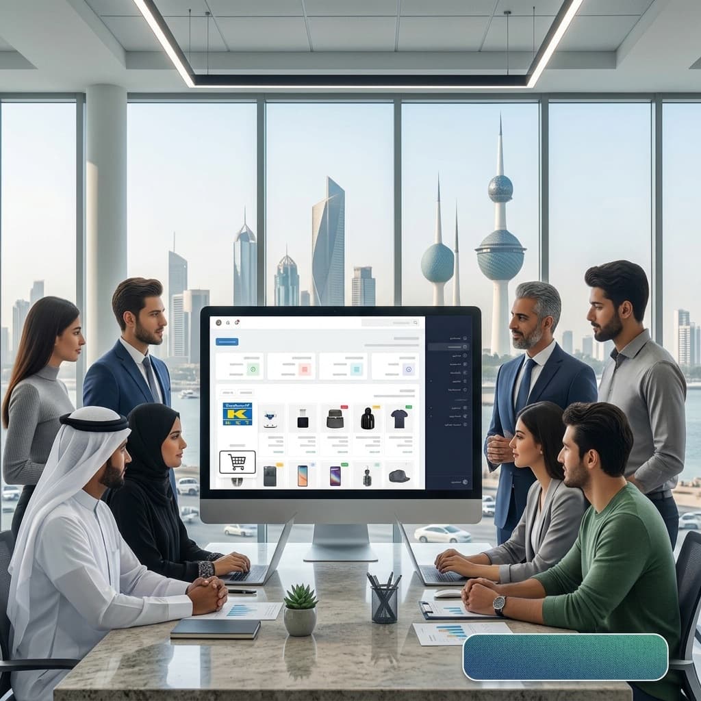 Software and ecommerce development team working on a Kuwait project