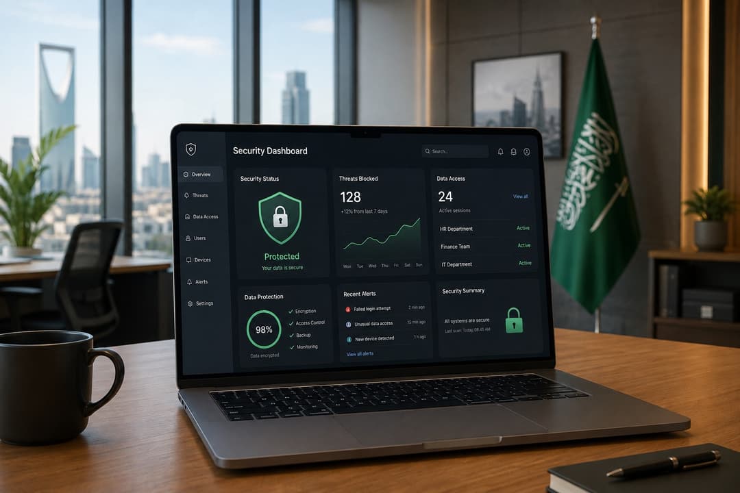 لوحة تحكم لحماية البيانات والامتثال لمنصة برمجية في المملكة العربية السعودية
